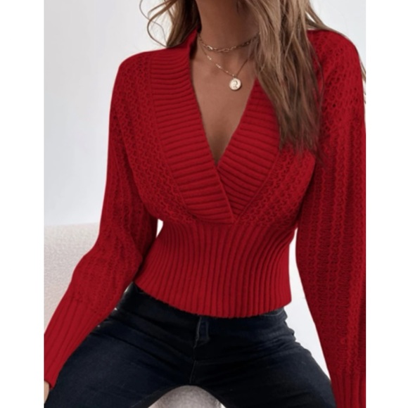 Cozy V neck wrap sweater - Picture 5 of 15
